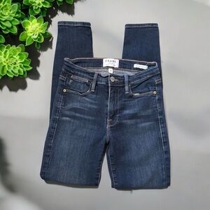 Frame Le High Skinny Cropped Denim Jeans in Dark Blue 24